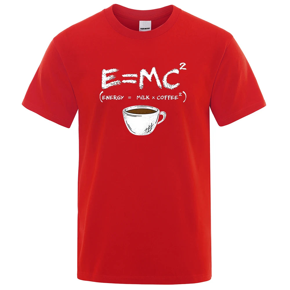 Energy=Milk + Coffee Printing Men Breathable Casual T-shirt - Rehmiar