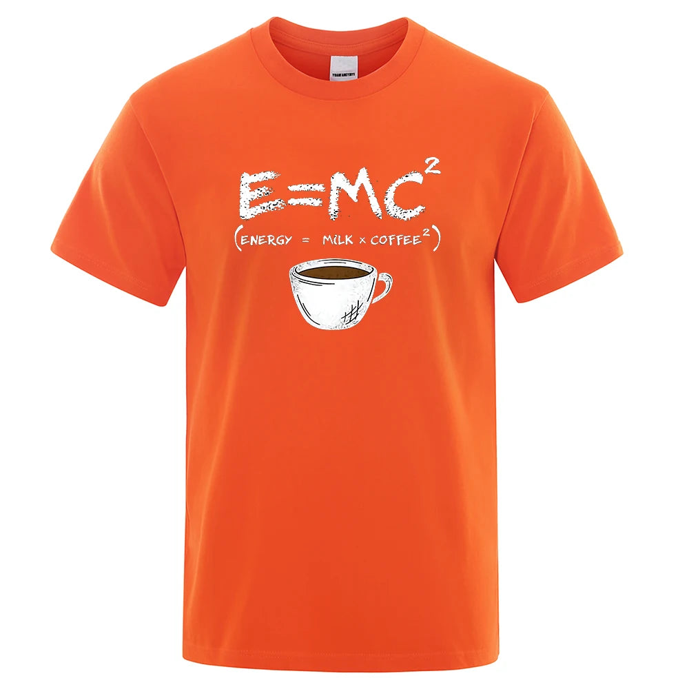 Energy=Milk + Coffee Printing Men Breathable Casual T-shirt - Rehmiar