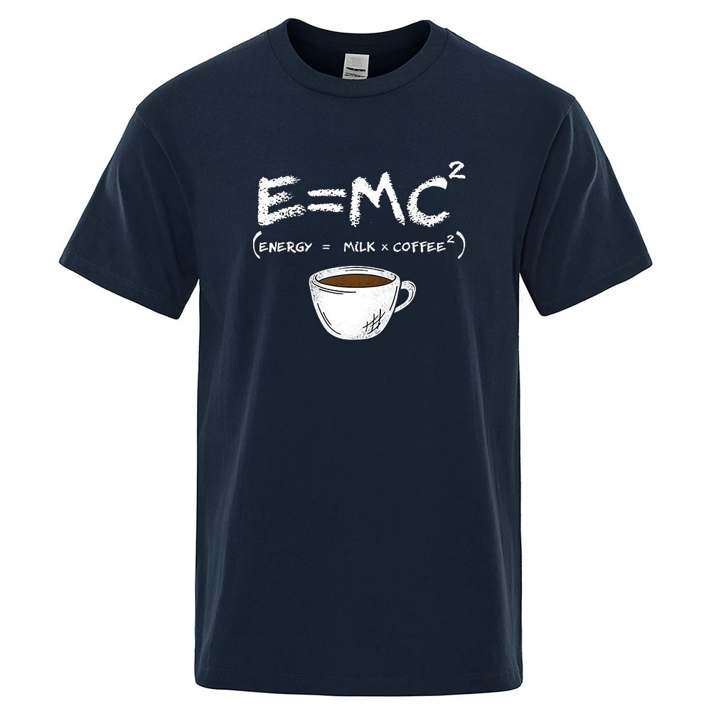 Energy=Milk + Coffee Printing Men Breathable Casual T-shirt - Rehmiar