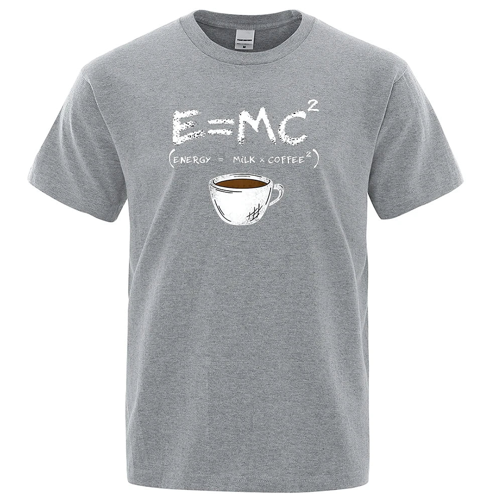Energy=Milk + Coffee Printing Men Breathable Casual T-shirt - Rehmiar
