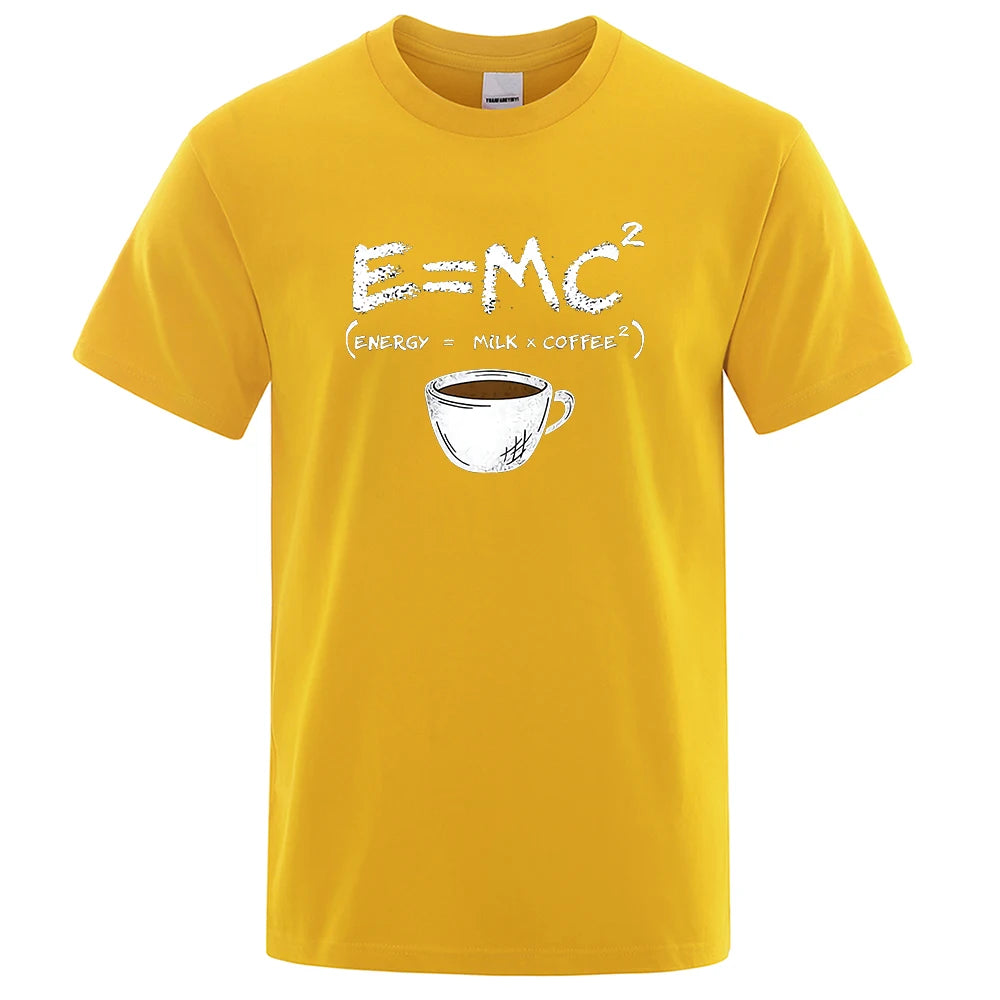 Energy=Milk + Coffee Printing Men Breathable Casual T-shirt - Rehmiar