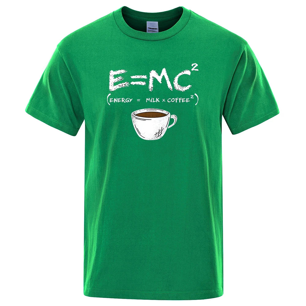 Energy=Milk + Coffee Printing Men Breathable Casual T-shirt - Rehmiar