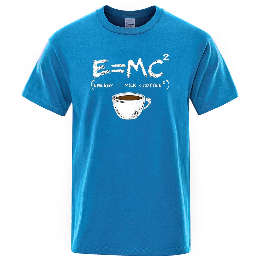 Energy=Milk + Coffee Printing Men Breathable Casual T-shirt - Rehmiar