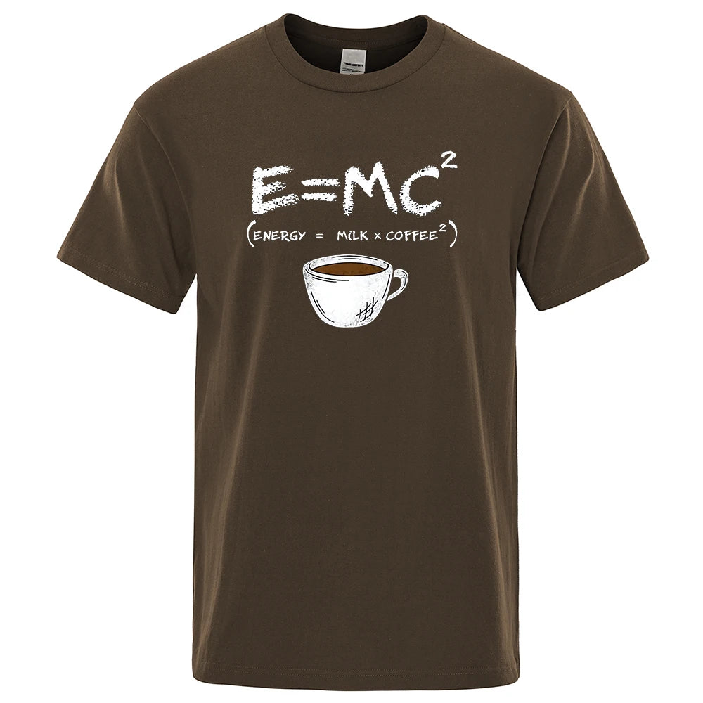 Energy=Milk + Coffee Printing Men Breathable Casual T-shirt - Rehmiar