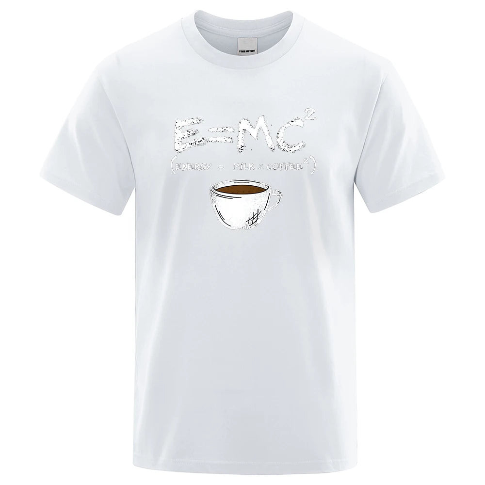Energy=Milk + Coffee Printing Men Breathable Casual T-shirt - Rehmiar