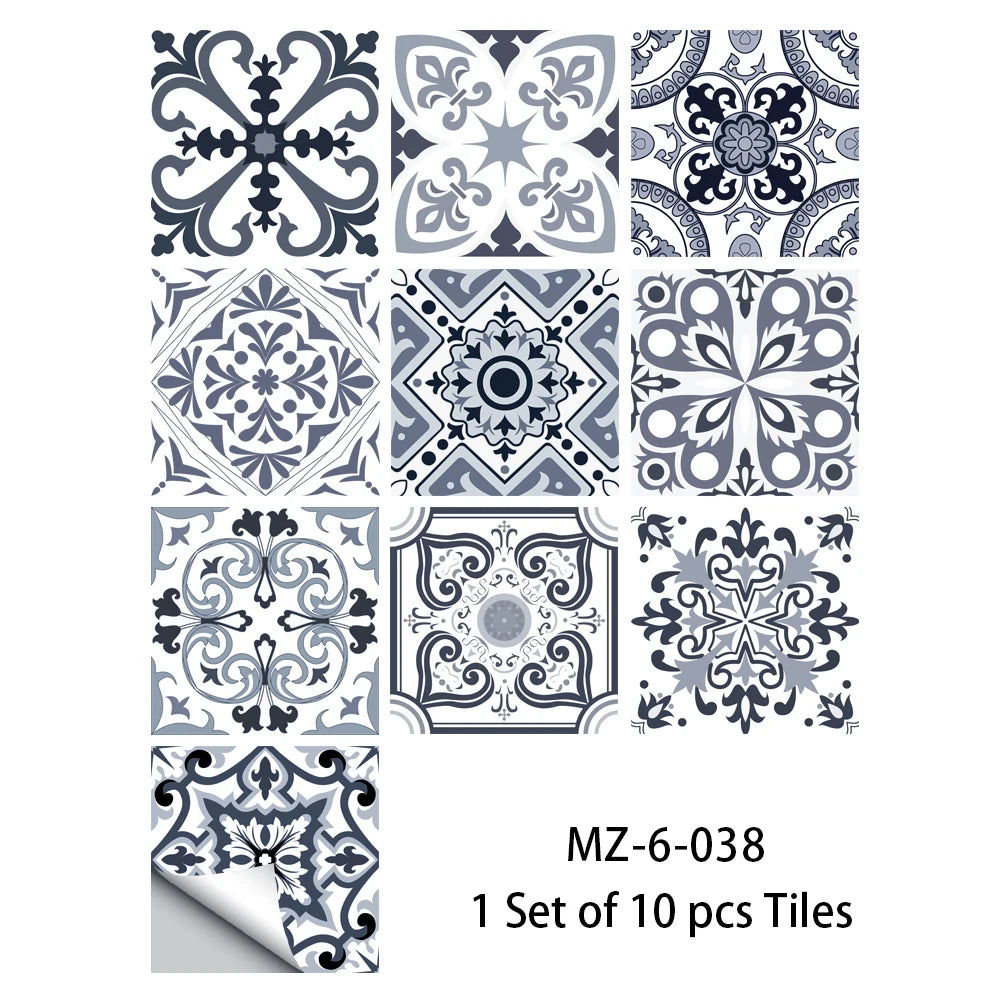 10pcs Blue & Gray Matte Surface Wall Sticker Film - Rehmiar