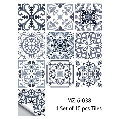 10pcs Blue & Gray Matte Surface Wall Sticker Film - Rehmiar