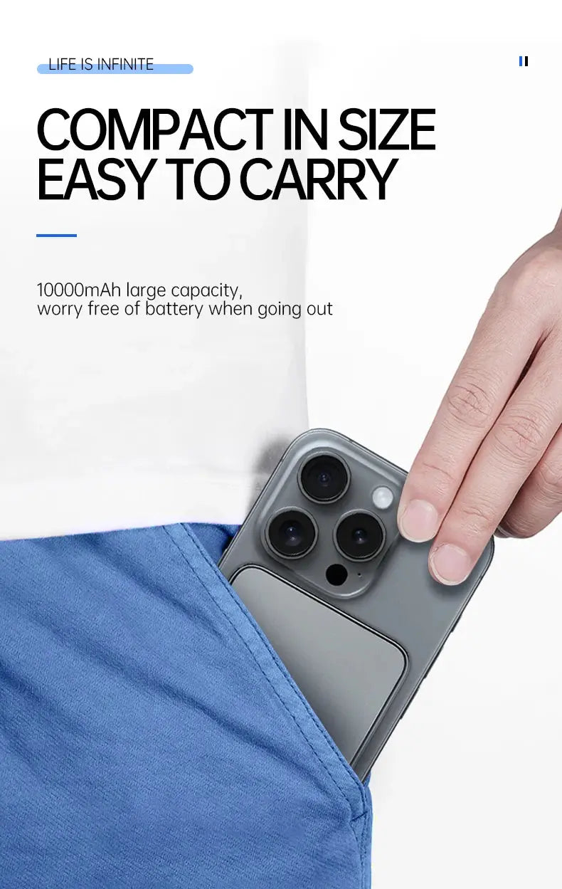 Ultra Thin MagSafe Power Bank – Magnetic Wireless Fast Charging with LED Display for iPhone, Samsung & AirPods - Rehmiar