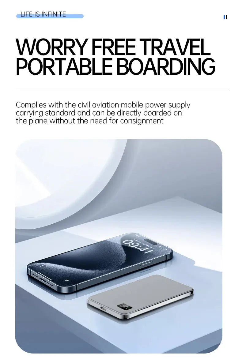 Ultra Thin MagSafe Power Bank – Magnetic Wireless Fast Charging with LED Display for iPhone, Samsung & AirPods - Rehmiar