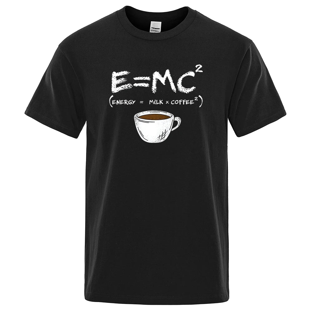 Energy=Milk + Coffee Printing Men Breathable Casual T-shirt - Rehmiar