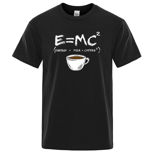 Energy=Milk + Coffee Printing Men Breathable Casual T-shirt - Rehmiar