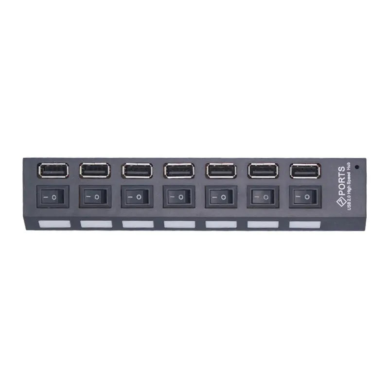 USB 2.0 Hub with Power Adapter – 4/7 Port USB Splitter with On/Off Switch for PC Laptop - Rehmiar