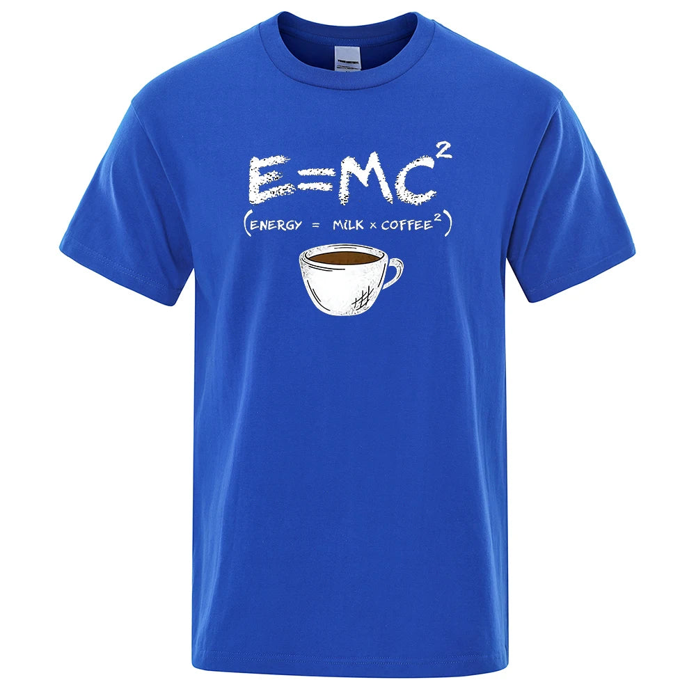 Energy=Milk + Coffee Printing Men Breathable Casual T-shirt - Rehmiar