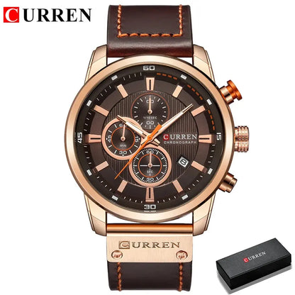 CURREN Men’s Chronograph Watch – Luxury Sport Quartz Wristwatch with Date Display - Rehmiar