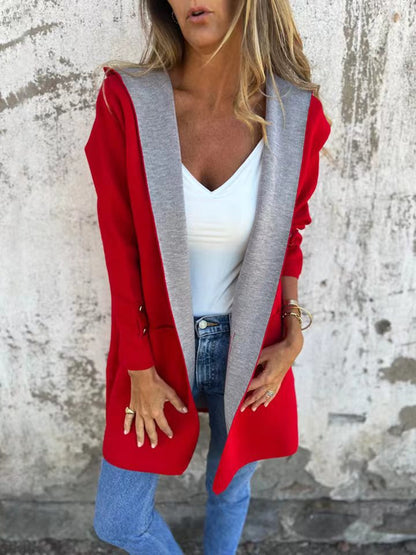 New Women's Spring Clothing Casual Contrast Sweater Cardigan - Rehmiar