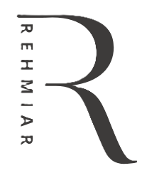 Logo of Rehmiaar with a stylized letter 'R' on a white background