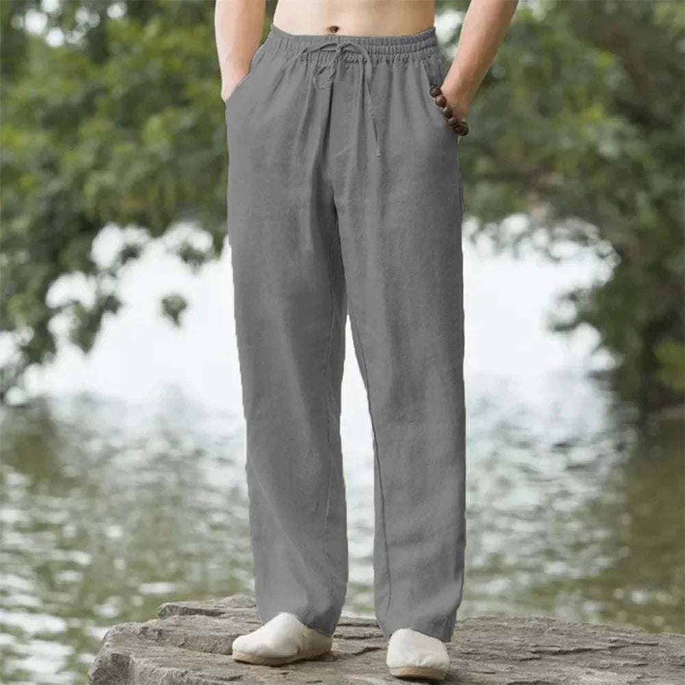 Men's Beach Cotton Linen Casual Summer Sweatpants - Rehmiar