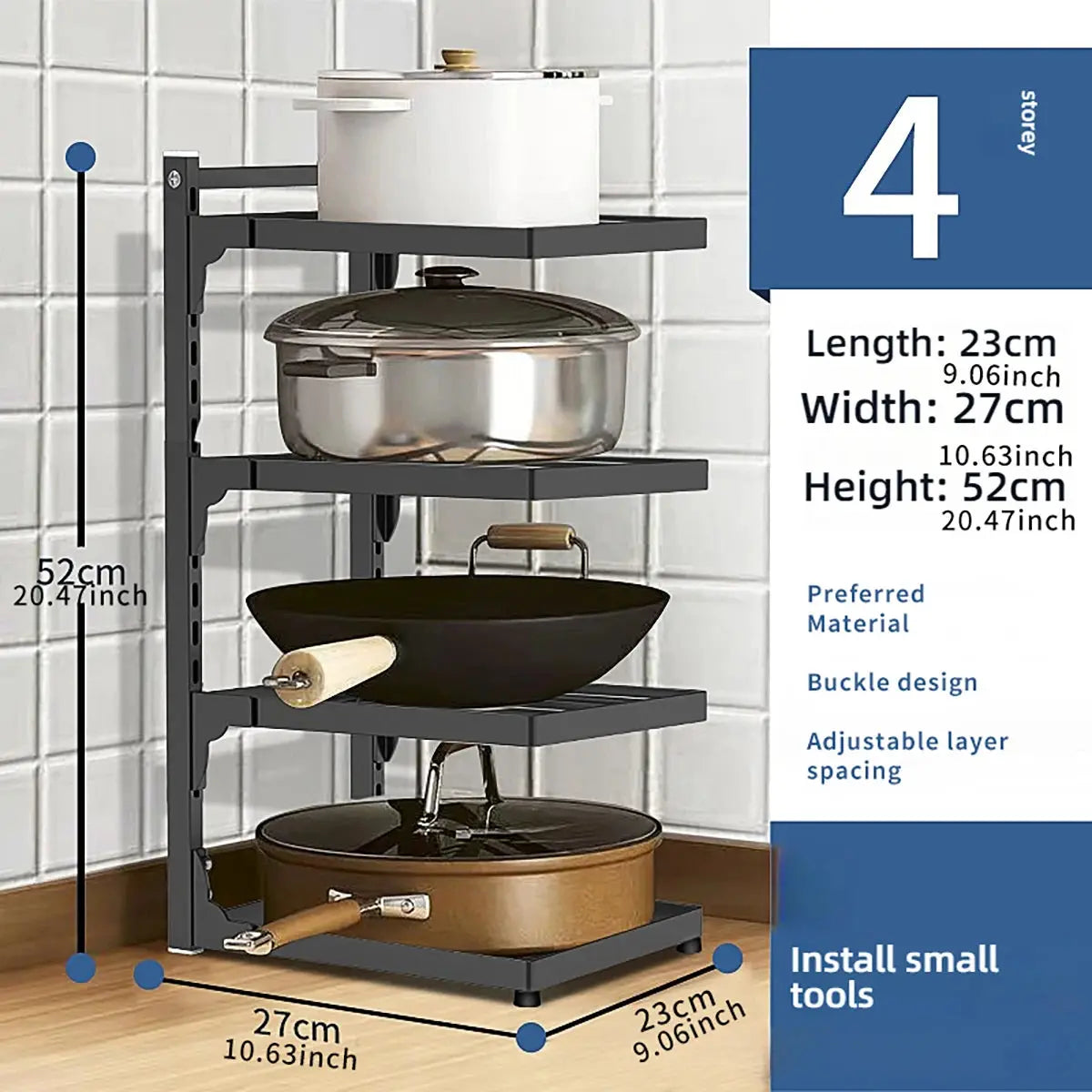 Adjustable Kitchen Shelf – 2-4 Tier Space-Saving Storage Rack for Pots, Under Sink & Corner Use - Rehmiar