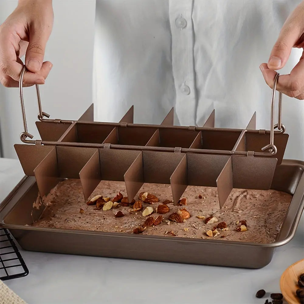 Stainless Steel Brownie Cake Pan with Dividers – Non-Stick Square Loaf Pan for Muffins & Blondie Bakeware - Rehmiar