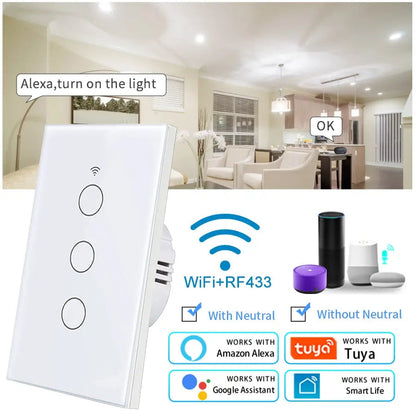 Smart Switches Wi-Fi Touch Work with Alexa Google Home- No Neutral Wire Required Rehmiar