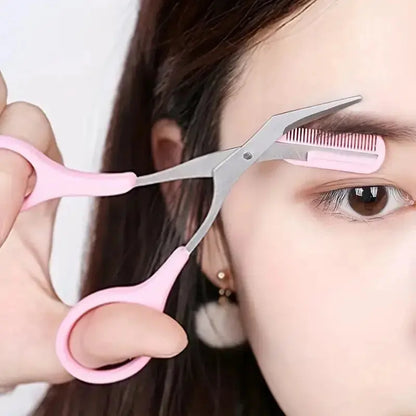 Eyebrow Trimmer Set – Curved Razor, Scissors with Comb, Easy Beauty Tools for Beginners - Rehmiar