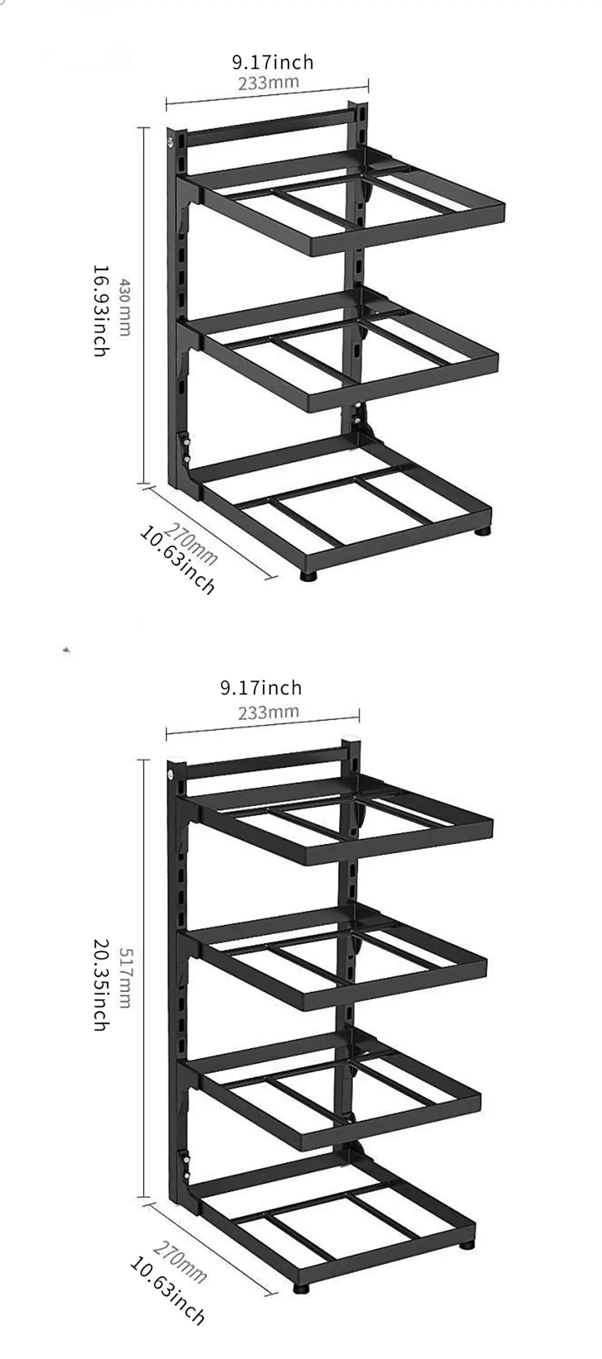 Adjustable Kitchen Shelf – 2-4 Tier Space-Saving Storage Rack for Pots, Under Sink & Corner Use - Rehmiar