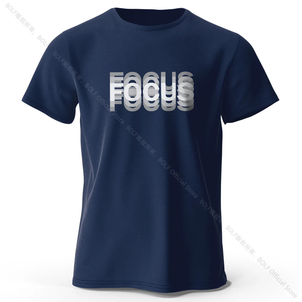 Focus Letter Minimalist Style 100% Lightweight Cotton T-Shirt, - Rehmiar