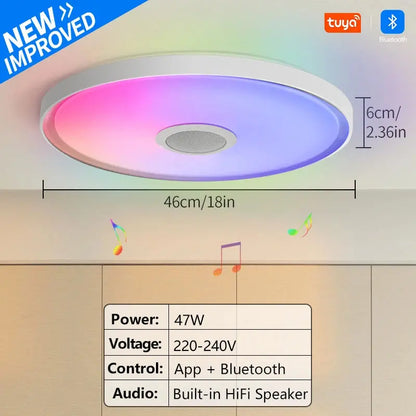 Smart RGB LED Ceiling Lamp – APP & Remote Control, Dimming, Music Sync with Speaker for Living Room & Bedroom - Rehmiar