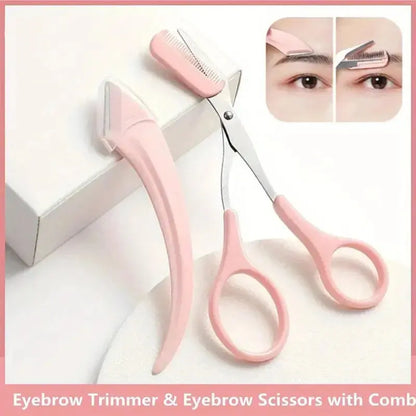 Eyebrow Trimmer Set – Curved Razor, Scissors with Comb, Easy Beauty Tools for Beginners - Rehmiar