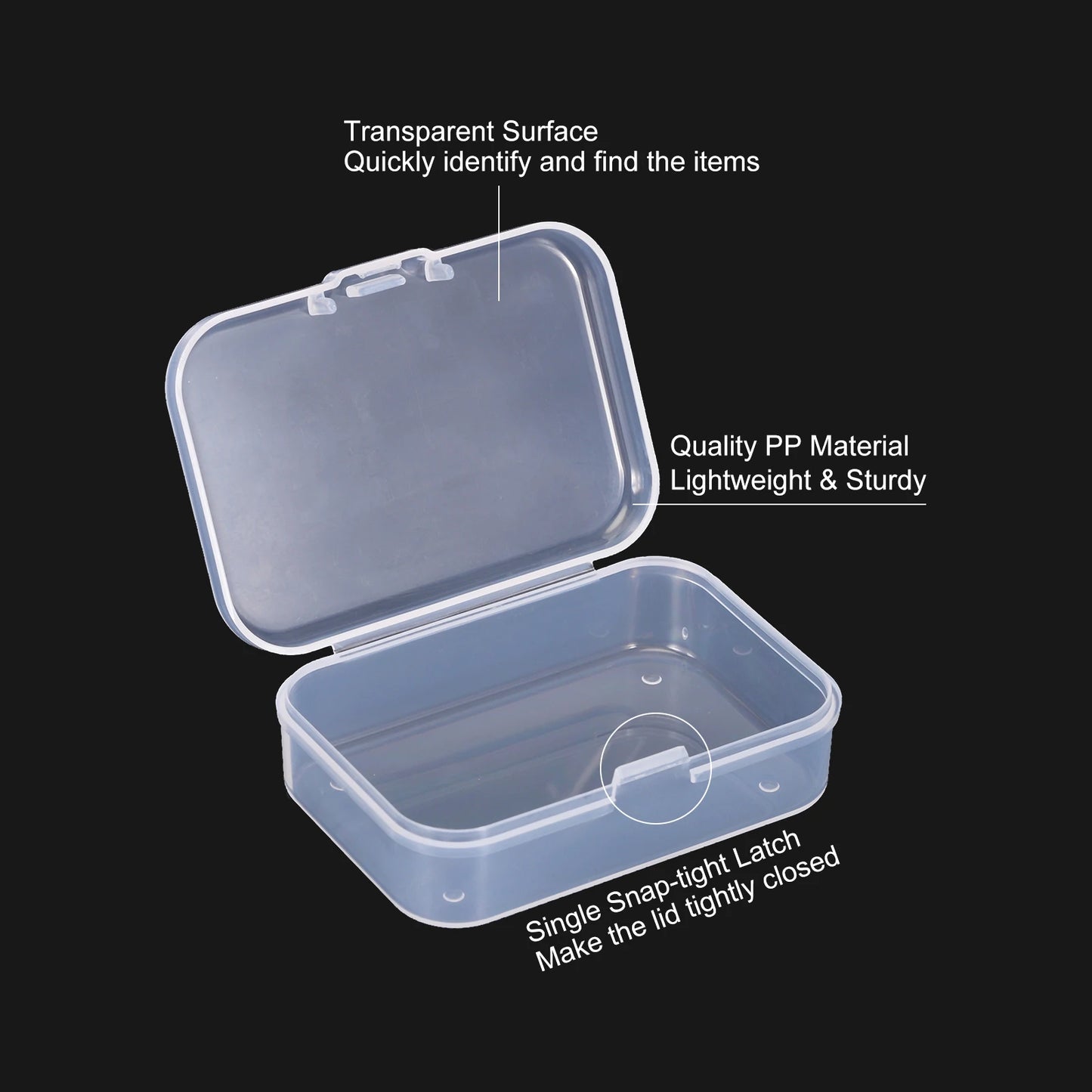 Clear Storage Box with Hinged Lid, Plastic Stackable Rectangle Organizer Container for Small Jewlery  Items