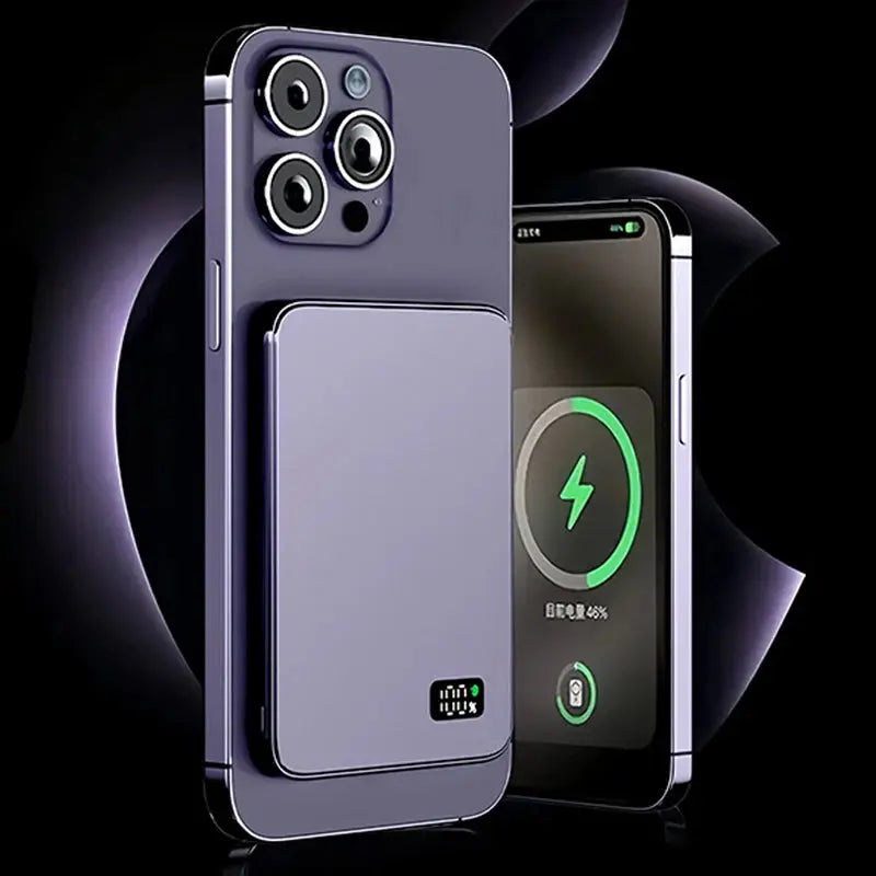 Ultra Thin MagSafe Power Bank – Magnetic Wireless Fast Charging with LED Display for iPhone, Samsung & AirPods - Rehmiar