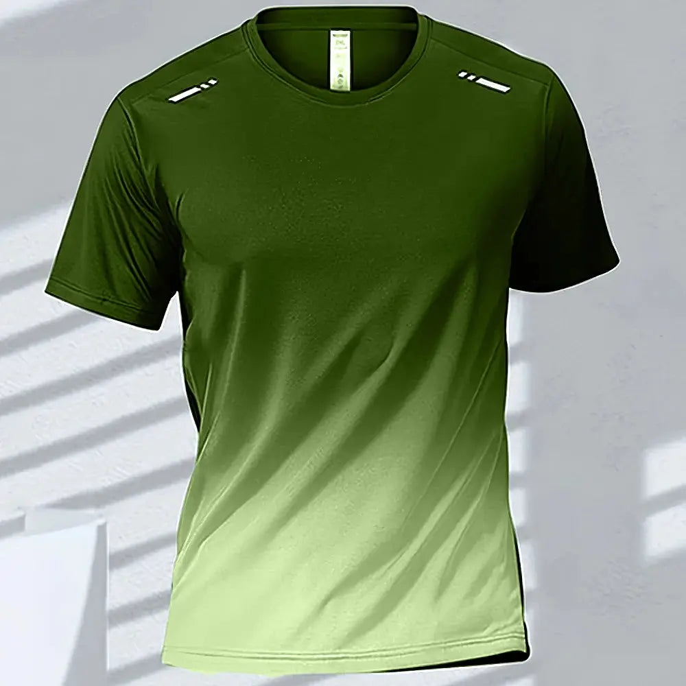 Men's Quick-Drying Gradient Short Sleeve T-Shirt – Sports Tee for Outdoor Workout, Basketball, Training & Running - Rehmiar