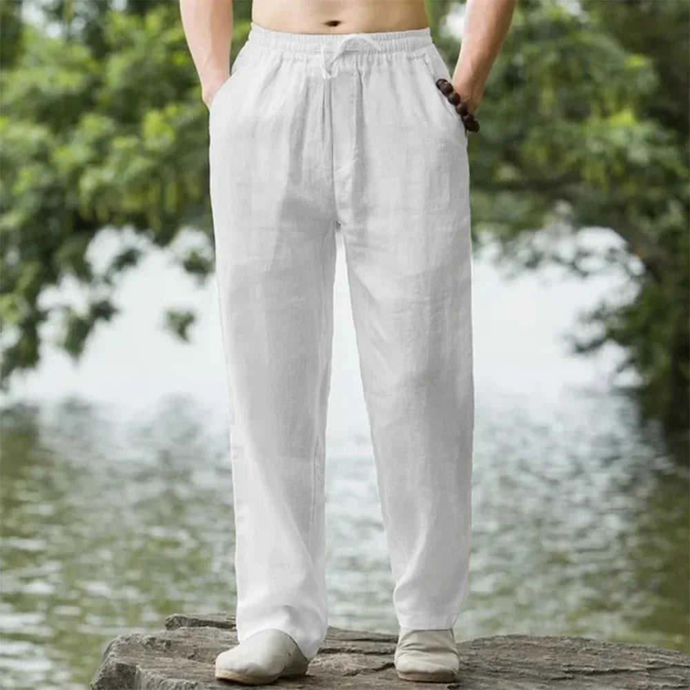 Men's Beach Cotton Linen Casual Summer Sweatpants - Rehmiar