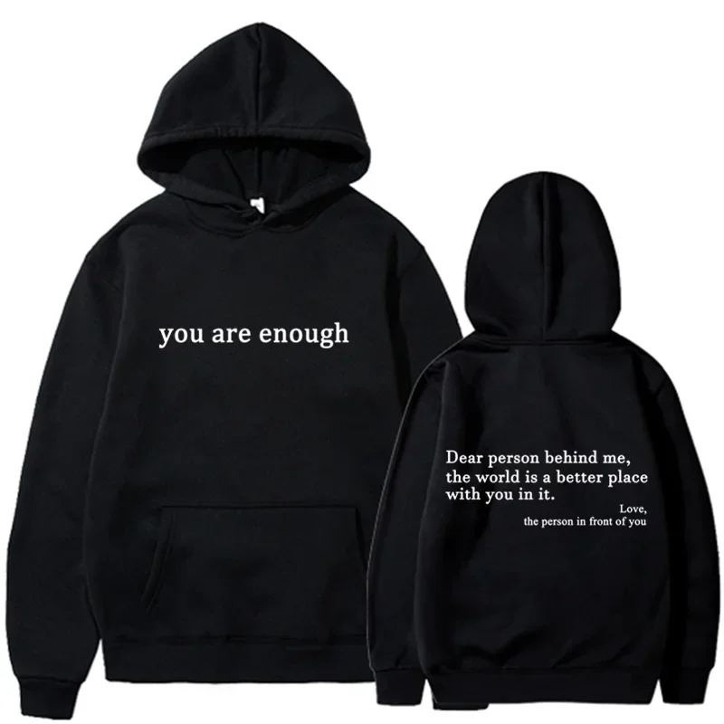 Trendy "You Are Enough" Hoodie – Unisex Retro Pullover, Street Hip Hop Top for Men & Women, Hot Selling