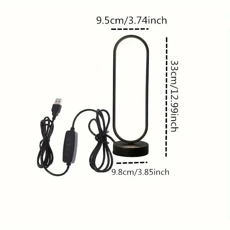 USB Dimming LED Table Lamp – Small Ring Night Light for Bedroom, Living Room & Bedside, Black and White - Rehmiar