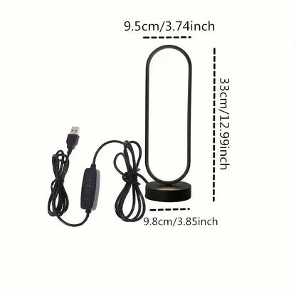 USB Dimming LED Table Lamp – Small Ring Night Light for Bedroom, Living Room & Bedside, Black and White - Rehmiar