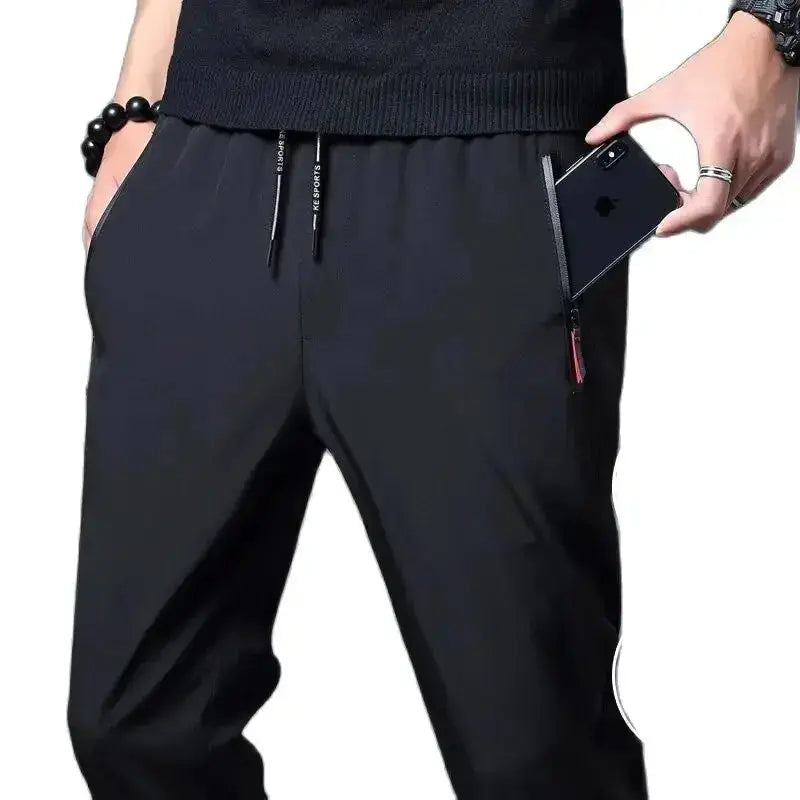 Men's Casual Pants – Straight Slim Fit Elastic Waist Jogger Classic Blue, Black Gray, Plus Size Available