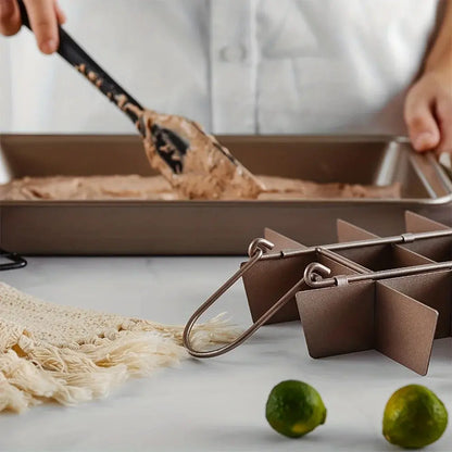 Stainless Steel Brownie Cake Pan with Dividers – Non-Stick Square Loaf Pan for Muffins & Blondie Bakeware - Rehmiar