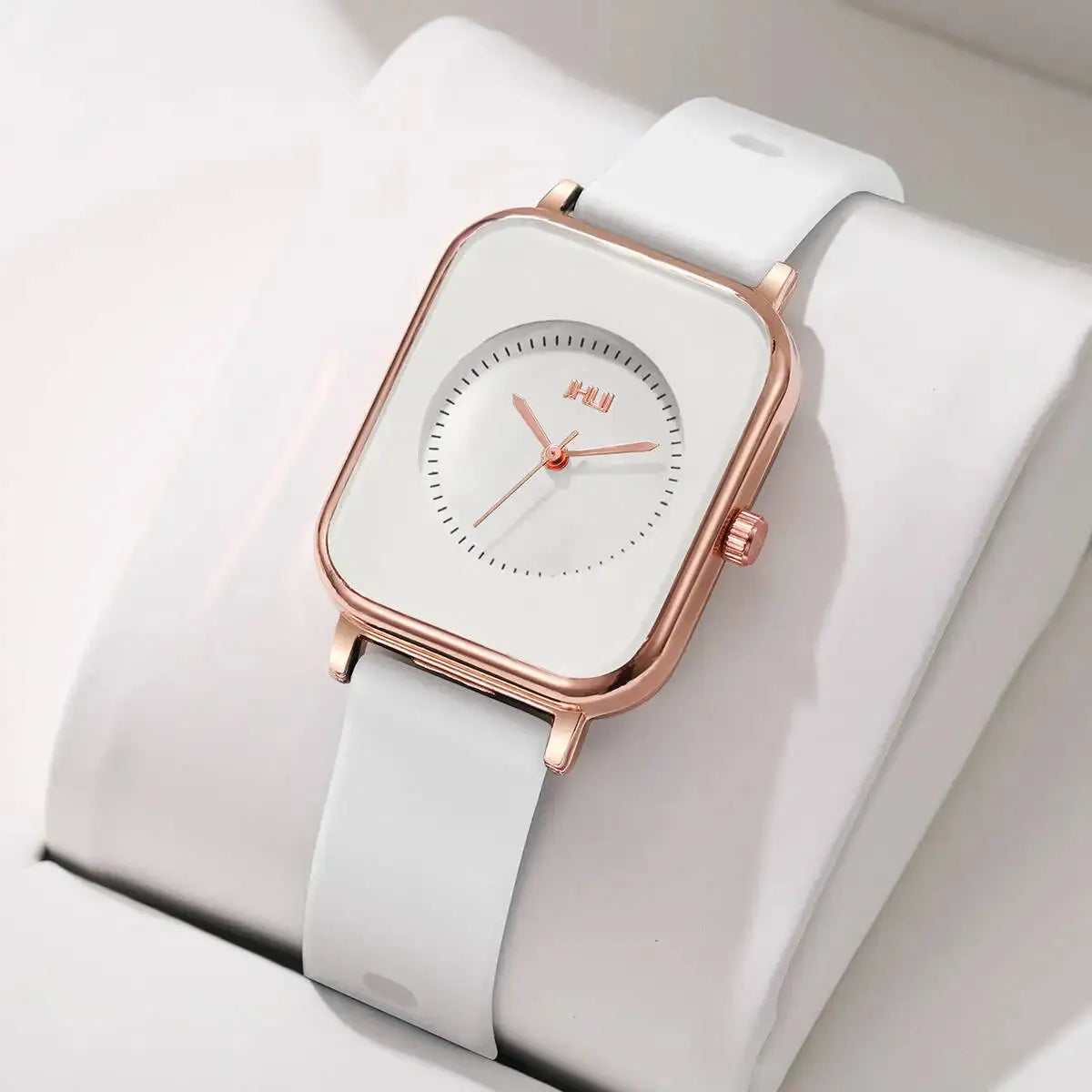 Stylish Rectangle Women’s Quartz Watch – Soft Silicone Band, Casual Sport Look (No Box) - Rehmiar