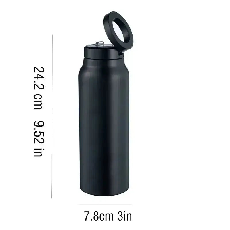 24oz Insulated Stainless Steel Water Bottle – Magnetic Lid with Phone Holder - BPA-Free - Rehmiar