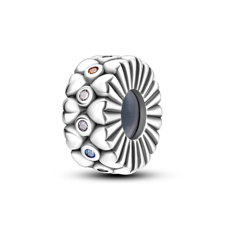 925 Sterling Silver Rainbow Zircon Beautifully Shaped Silicone Stopper Charms Beads - Rehmiar