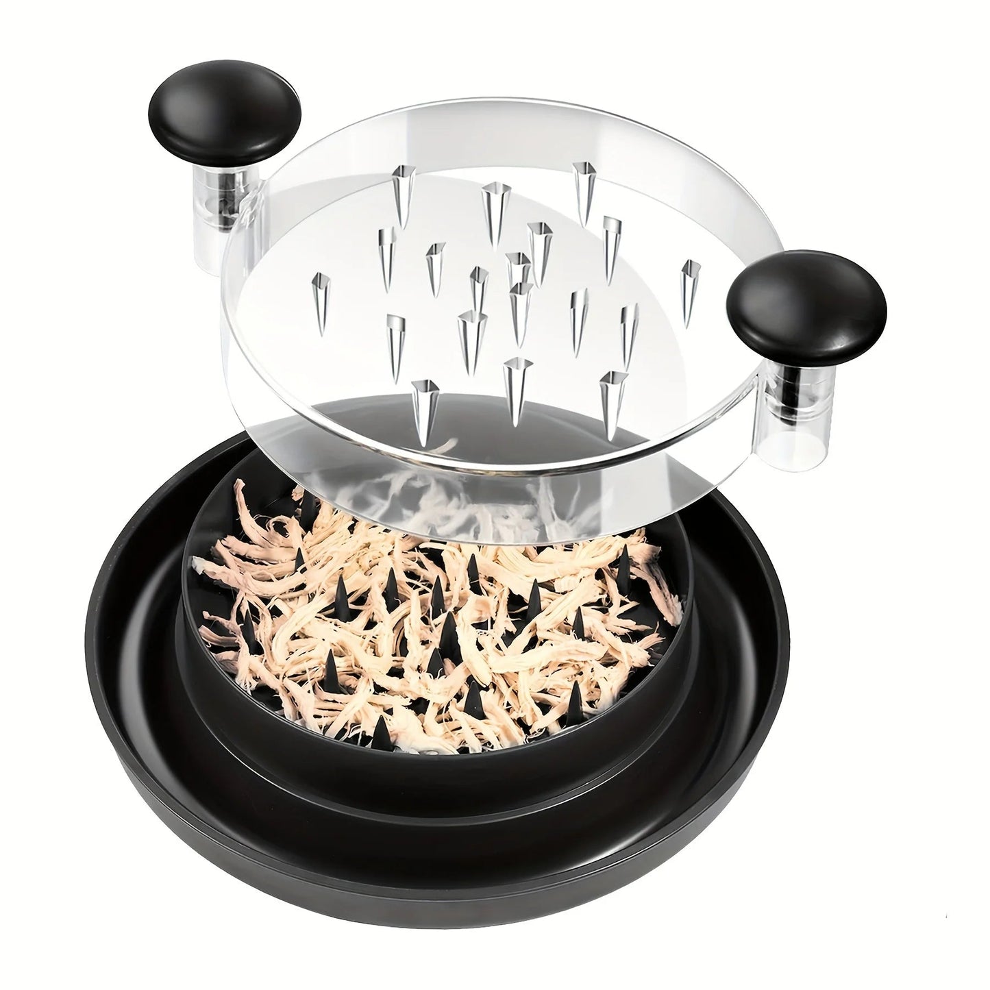 Chicken Shredder with Transparent Cover: Large Anti-Slip Rotating Tool for Chopping Chicken, Beef, Vegetables - Rehmiar