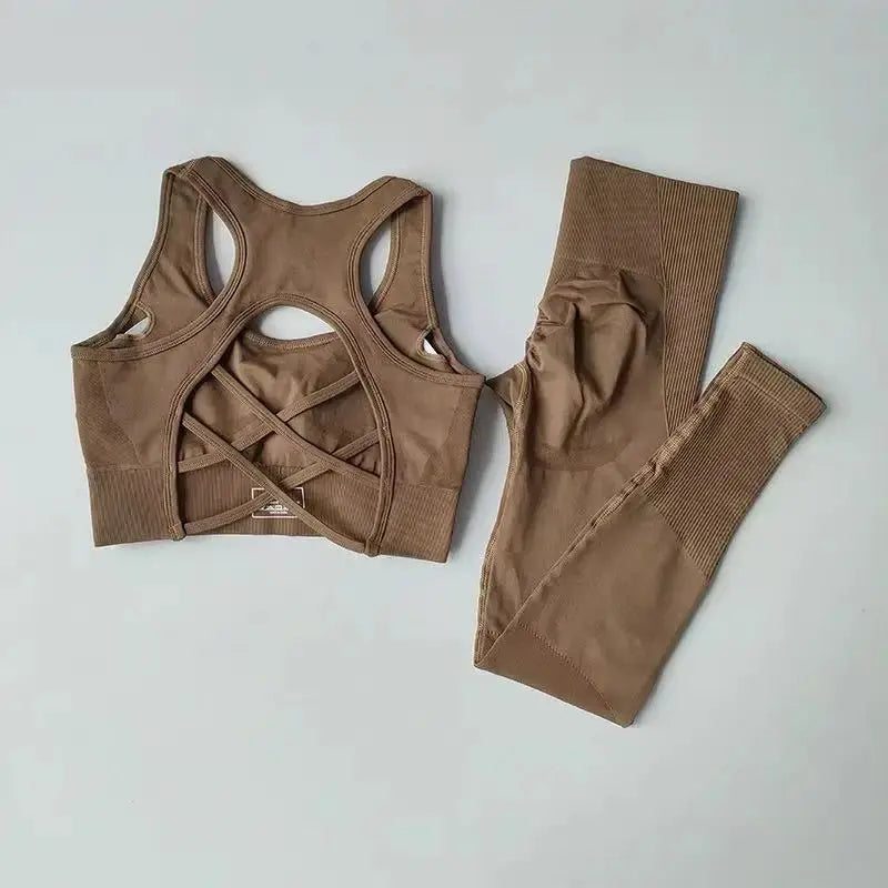 2-Piece Women's Sports Bra & Leggings Set – Professional Fitness Tank Top Bra, Shockproof Running & Yoga Suit Rehmiar