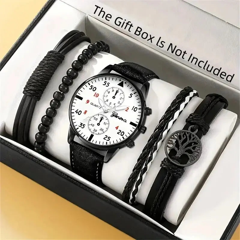 Men’s Hip Hop Style Quartz Watch with Bracelet Set – Fashion Luxury Sports Wristwatch - Rehmiar