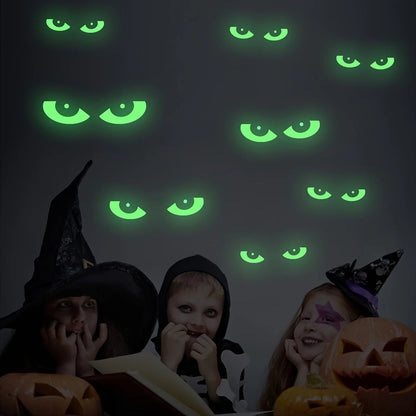 Glow in The Dark Halloween Eyes Removable Luminous Fluorescent Halloween Sticker 8 Pairs Rehmiar