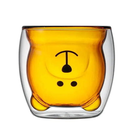 250ml Double-Wall Glass Mug – Cute Bear Design for Milk, Coffee, Tea & Juice, Valentine's Day & Anniversary Gift Rehmiar