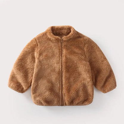 Solid Colour Children Plush Coat Autumn Winter Warm Baby Girl Boy Casual Jacket