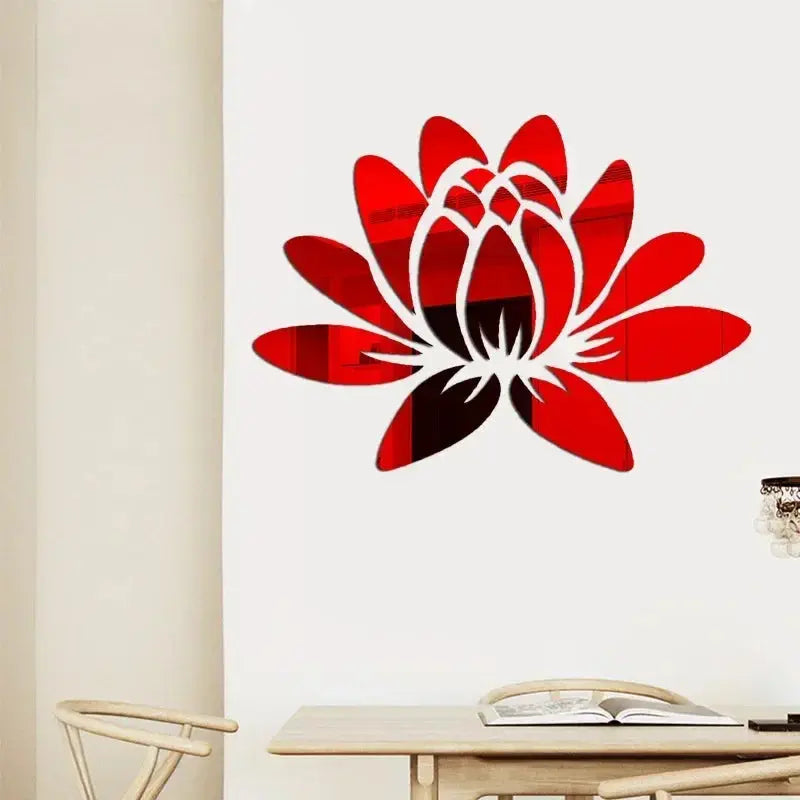Lotus 3D Mirror Wall Sticker Acrylic Reflective Wall Decor Home Decoration - Rehmiar