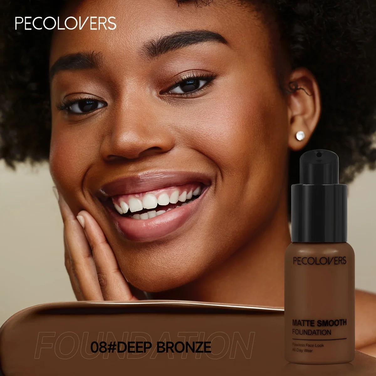 PECOLOVERS Matte Finish Liquid Foundation - Oil-Control, Waterproof, Full Coverage Concealer for All Skin Tones - Rehmiar