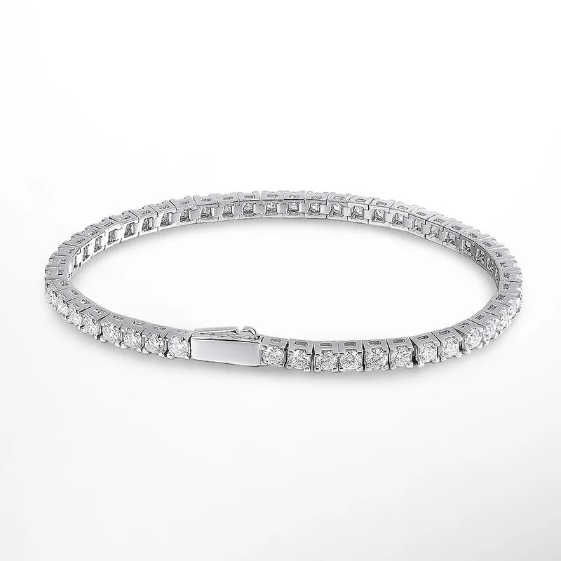 Moissanite Tennis Bracelet Original s925 Sterling Silver Plated 18k White Gold - Rehmiar
